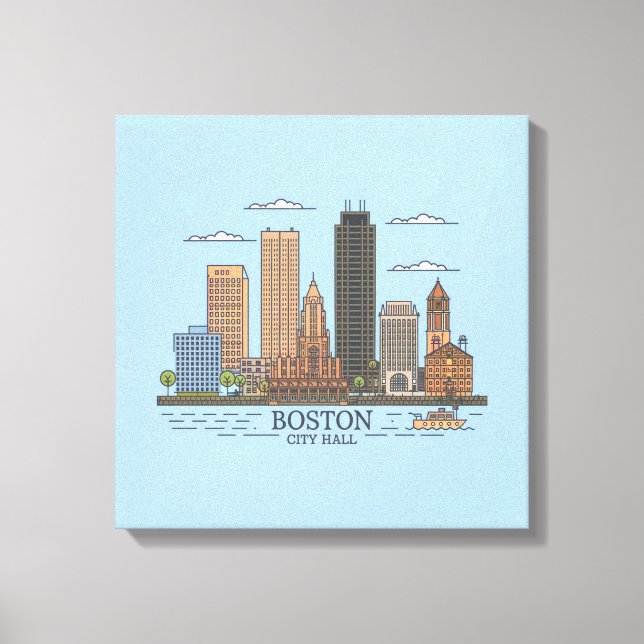 Toile Boston City Skyline, boston ma skyline (Recto)