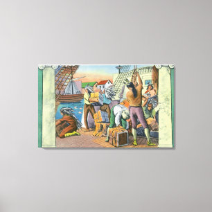 Toile Boston, scène de thé de MassachusettsBoston