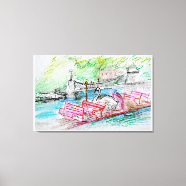 Toile Boston Swan Boat Sketch (Recto)