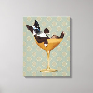 Toile Boston Terrier en verre de cocktail