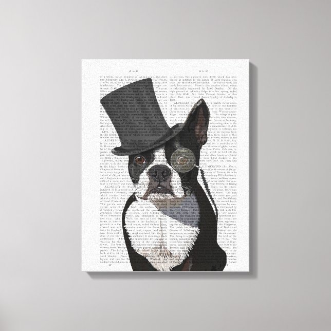 Toile Boston Terrier, Formal Hound et Casquette (Recto)