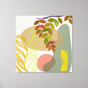 Toile Botanique Boho jaune vert