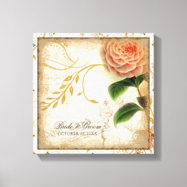 Toile Botanique Camellia Customisé Mariage personnalisé (Recto)