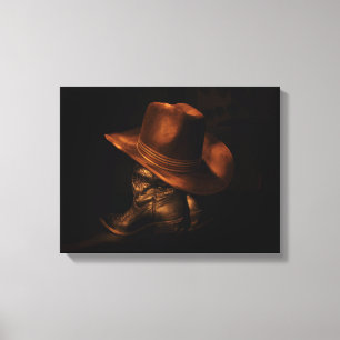 Toile Botte en Casquette et en cuir de Cowboy Masculine 