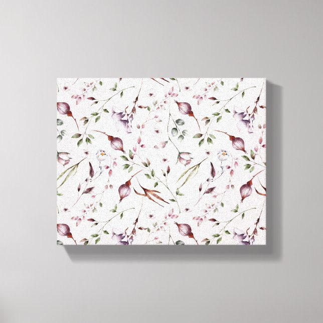 Toile Boucles violets Lilac Feuille Aquarelle Motif Flor (Recto)