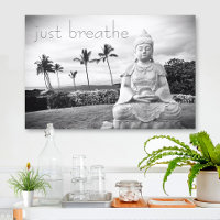 Bouddha d'Hawaii noir blanc photo Breathe Citation
