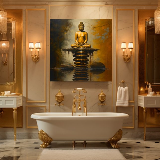 Toile Bouddha sur pierres empilées (For Illustration Purposes Only.
Actual Size May Vary.)