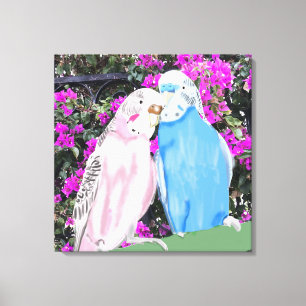 Toile Bougainvilliers et bougainvilliers rose et bleu
