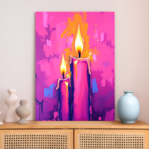 Toile Bougie rose Abstrait Mur Art