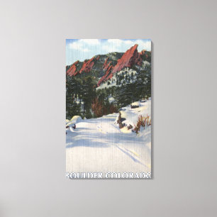Toile Boulder, le Colorado - Flatirons en hiver