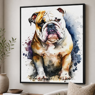 Toile Bouledogue à l'aquarelle