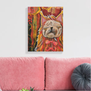 Toile Bouledogue dans un costume de chat, collage abstra