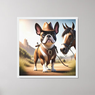 Toile Bouledogue français chapeau de cowboy Bouledogue f