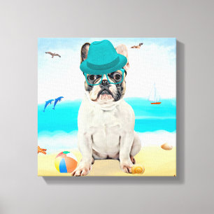 Toile Bouledogue français sur la plage