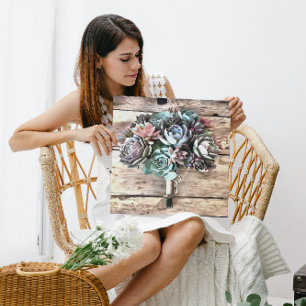 Toile Bouquet Artistique Succulent Dans Les Tons Pastel