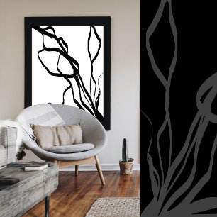 Toile Bouquet Blanc : Abstrait blanc & noir