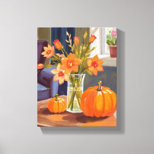 Toile Bouquet de citrouilles d'automne Fleurs orange a