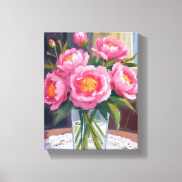 Toile Bouquet de fleurs rose tendre | Floral de paonies