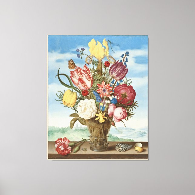 Toile Bouquet de fleurs sur une haie (Recto)