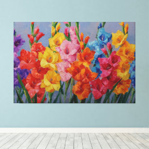 Toile Bouquet de Glaïeuls Coloré Peinture à l'Huile Abst
