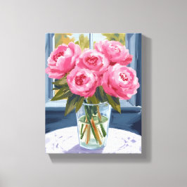 Toile Bouquet de pivoine rougissante | Peinture de fleur