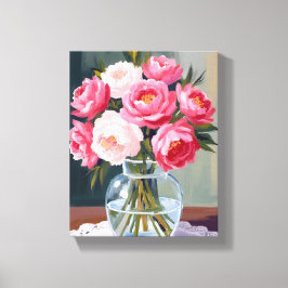 Toile Bouquet de pivoines | Fleurs de vase rose floral a