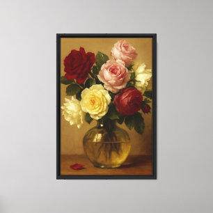 Toile Bouquet de rose vintage