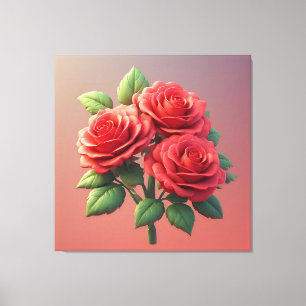 Toile Bouquet de roses rouges vibrant