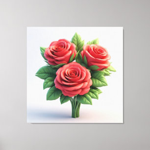 Toile Bouquet de roses rouges vibrant