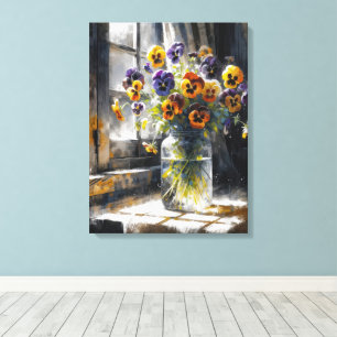 Toile Bouquet de sansy dans une fenêtre impressionnisme