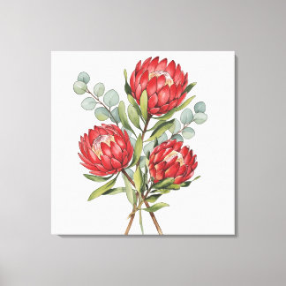 Toile Bouquet d'eau de Protea cramoisie Aquarelle