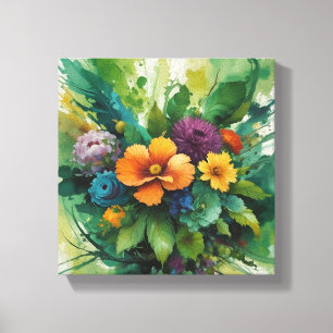 Toile Bouquet floral d'aquarelle vibre
