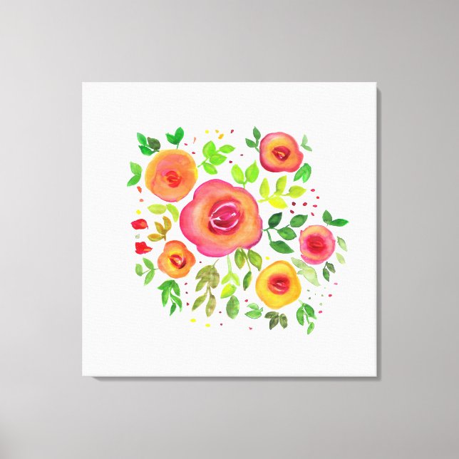Toile Bouquet floral, peinture aquarelle (Recto)