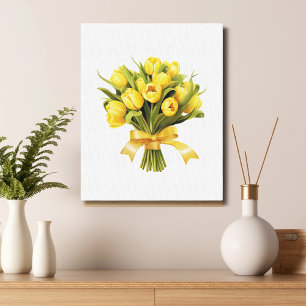 Toile Bouquet Tulipes Jaunes Fleur Florale