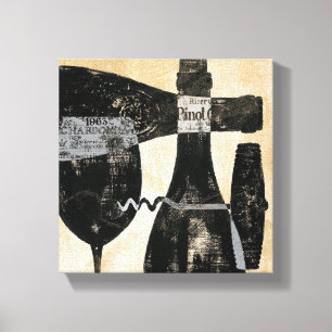Toile Bouteille et verre de vin