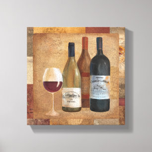 Toile Bouteilles de vin vintages et verre de vin