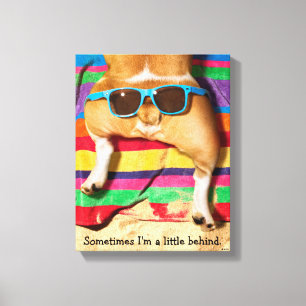 Toile Bouton de chien avec lunettes de soleil