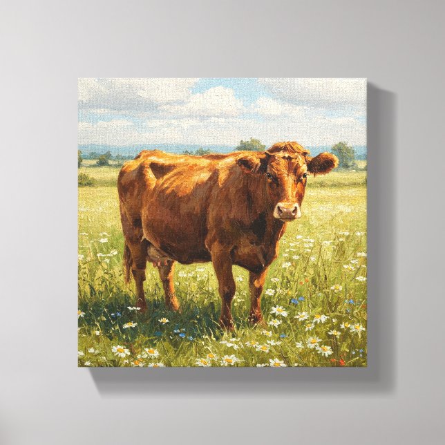Toile Bovins dans la prairie Fleur sauvage (Recto)