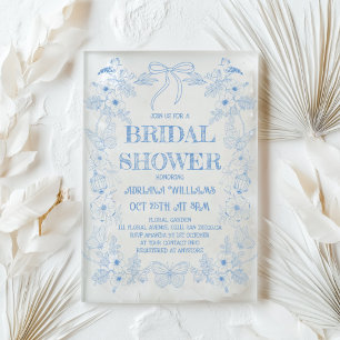 Toile Bow Clair Bridal Shower Invitation
