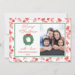 Toile Bow Wreath Weihnachtskarte Einladung