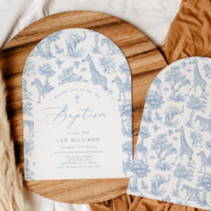 Toile Boy Baptism Safari Chinoiserie Invitation