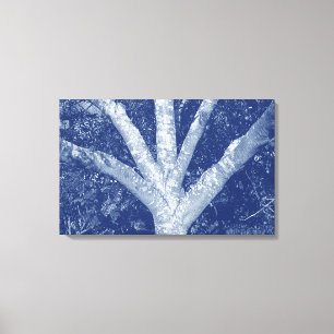 Toile Branches fourrées - Effet Cyanotype