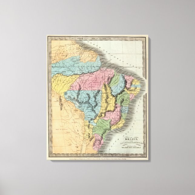 Toile Brésil avec la Guyane et le Paraguay (Recto)