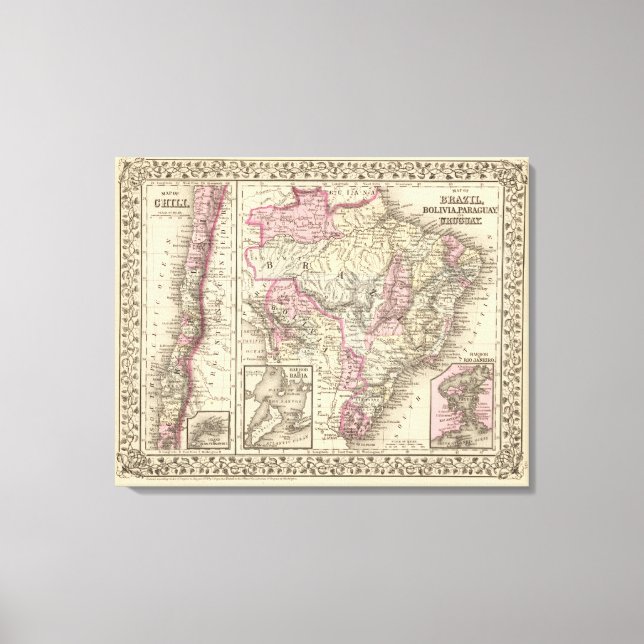 Toile Brésil, Bolivie, Paraguay, Uruguay (Recto)