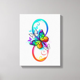 Toile Bright infinity with rainbow butterfly