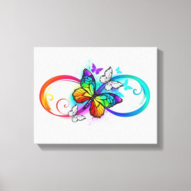 Toile Bright infinity with rainbow butterfly (Recto)