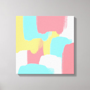 Toile Bright Yellow Turquoise Blanc Pinceau rose