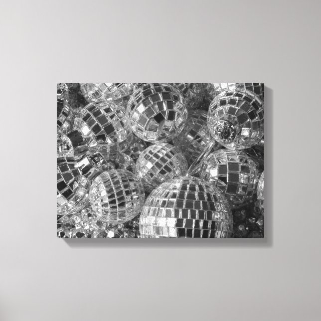 Toile Brillant Boule Disco Ornements noir et blanc Photo (Recto)