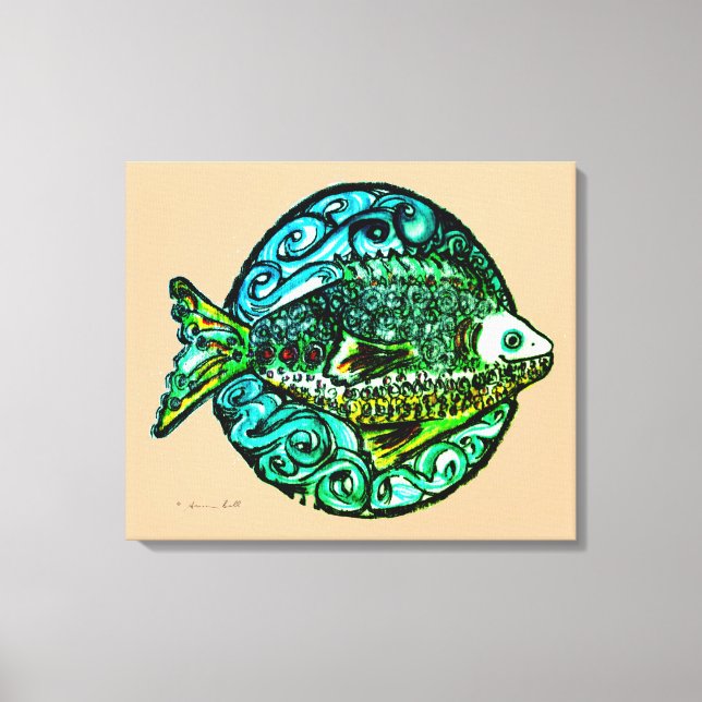 Toile Brillant contemporain Friendly Poisson imprimé art (Recto)