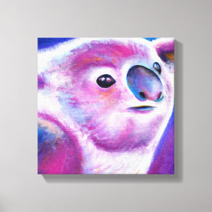 Toile Brillant violet Koala animal visage art